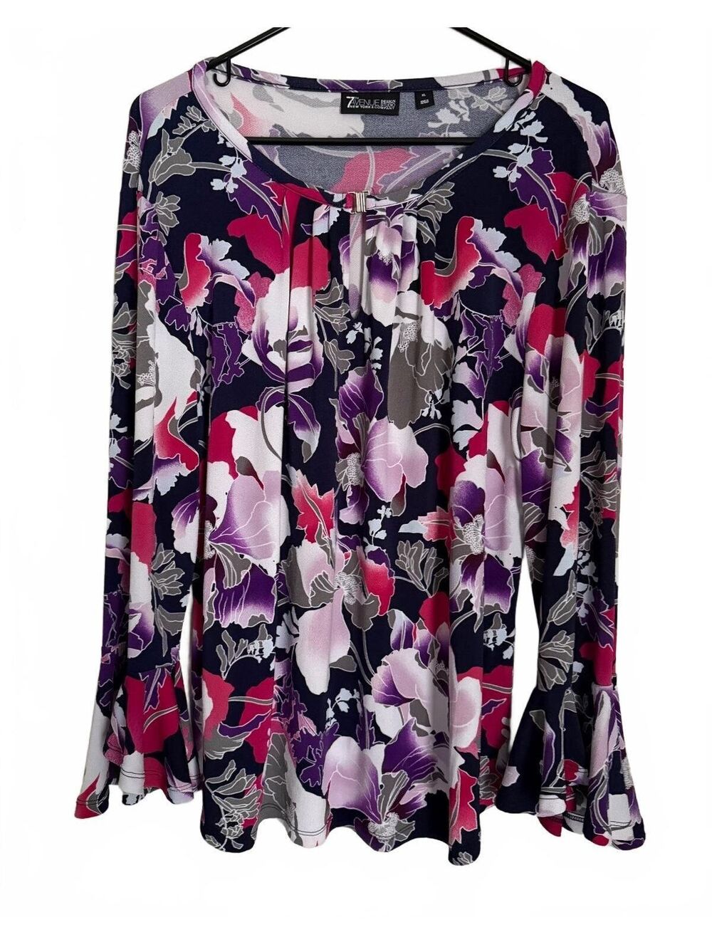 Seventh Avenue Design Studio by New York & Company Blouse Size XL Floral Retro